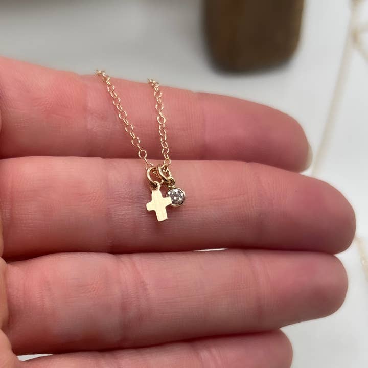 Tiny Religious Necklace, Christian Cross for wholesale by Sela+Sage