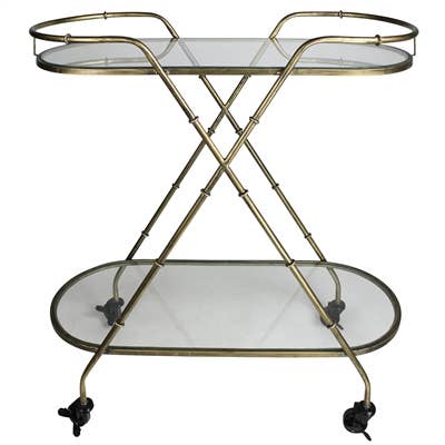 HomArt - Wholesale Bar Cart - Vera Serving Cart, Brass & Glass, Oval1