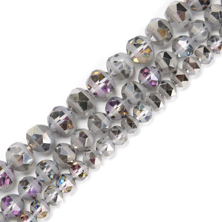 CRCBEADS - Wholesale Beads - Gun Metal Gray Crystal Glass Matte Faceted Round Beads 8mm 10mm 12mm 15.5" Strand2