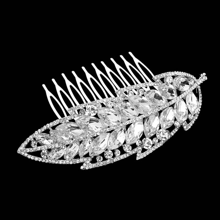 Sensibling Corp. - Vendita all'ingrosso Fermaglio per capelli - Donna - Pettine per capelli con foglia decorata di pietre Marquise3
