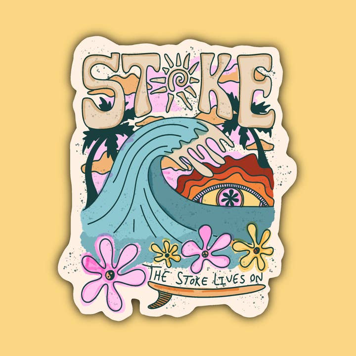 TRIPPY STOKE WAVE STICKER for wholesale by Stoke Design Company