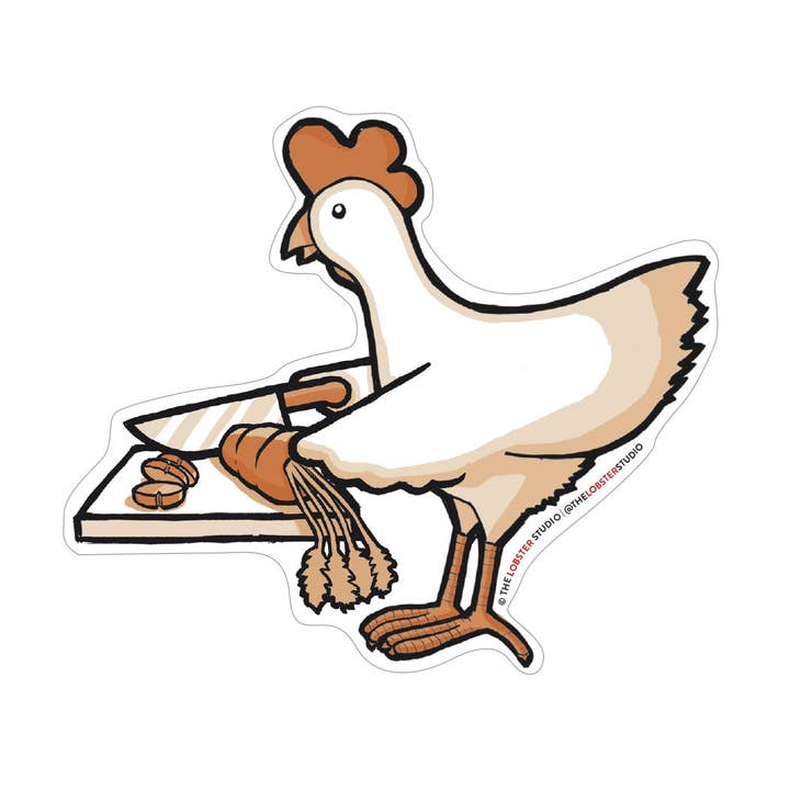 Creative Chicken Chopping Vinyl Sticker for wholesale by The Lobster Studio