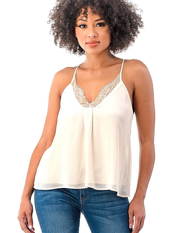 Woven Pink - Wholesale Camisole - Women's - Lace Cami with Back Details