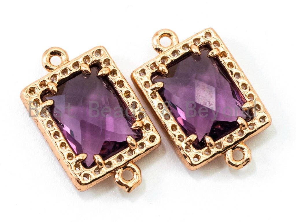 BestBeads&Beyond – wholesale Individual charm/pendant – Rectangle Connector with Faceted Crystal Beads, sku#A823