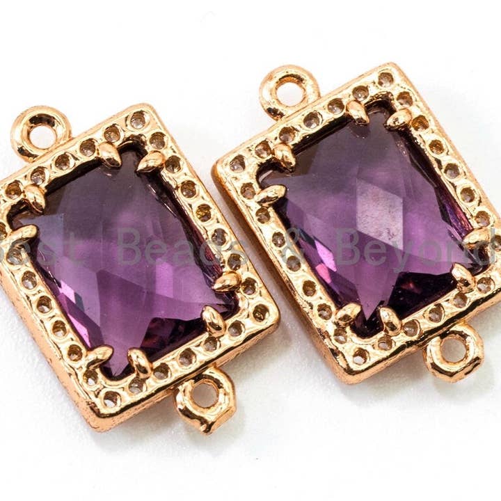 BestBeads&Beyond – wholesale Individual charm/pendant – Rectangle Connector with Faceted Crystal Beads, sku#A823
