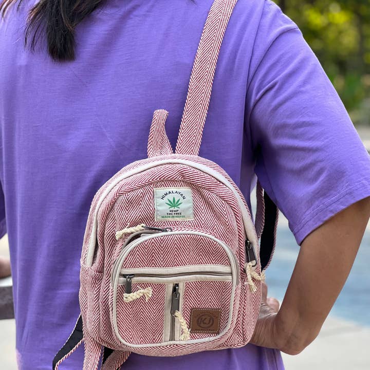 Lungta Imports - Wholesale Backpack - Women's - Handmade Lightweight Natural Hemp Himalayan Nepal Minipack (1
