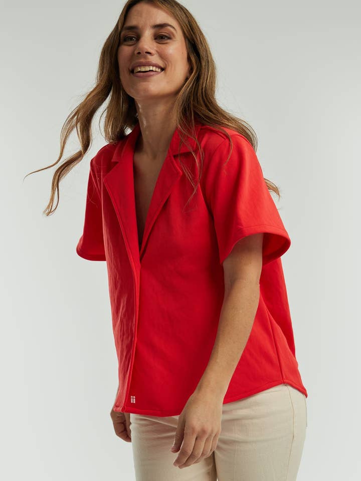 Sepiia - Wholesale Button Down Shirt - Women's - Cardio red bowling shirt ∞
