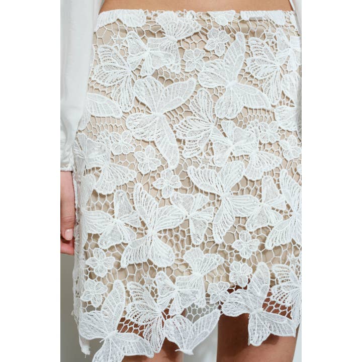 MULTI Scalloped Butterfly Floral Lace Mini Skirt for wholesale on Faire