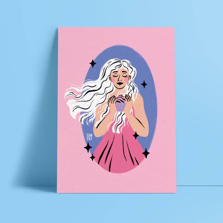Camille Cauvez illustration et papeterie – Großhandel Poster – Sweet Lady | Poster zum Thema Gebäck, Kochen, Liebe, Kuchen