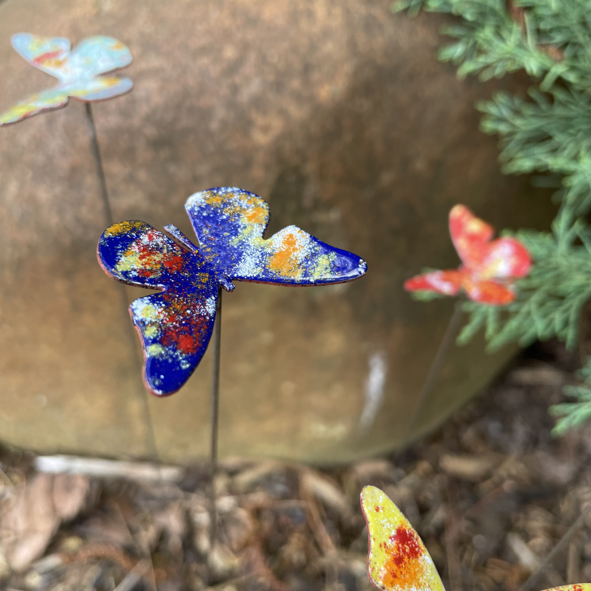 Clever Goods by Annabelle Noel Designs - Wholesale Garden/Lawn Stake - Small Copper Enamel Butterflies7