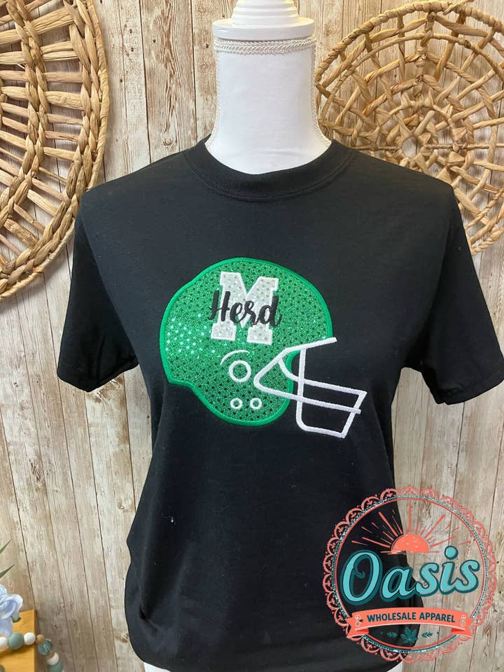 Marshall Team Football Helmet Real Sequins Customize for wholesale by Oasis Wholesale Apparel