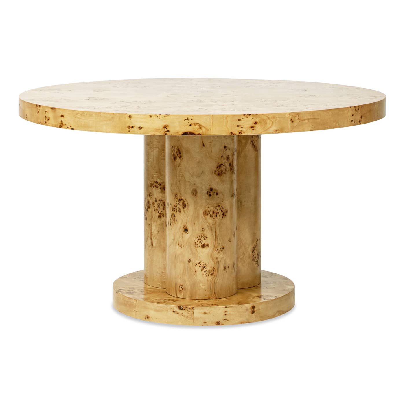 Jennifer Taylor Home - Wholesale Coffee Table - Nebula 51" 5-6 Seater Round Burl Pillar Dining Table  Wood0