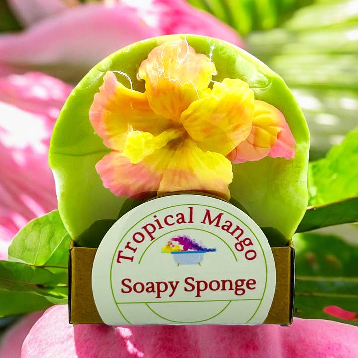 Soapy Sponge Tropical Mango for wholesale by Ideal Soaps