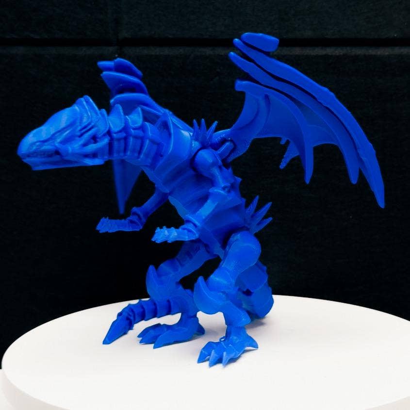 August Art House - Wholesale Figurine Toy - Kids - Blue-Eyes White Dragon Fully Articulated Anime Yugioh Figure Matte Blue Over 12 Inch Posable Handmade Kaiju Toy Flexible Limbs Gift Monster1