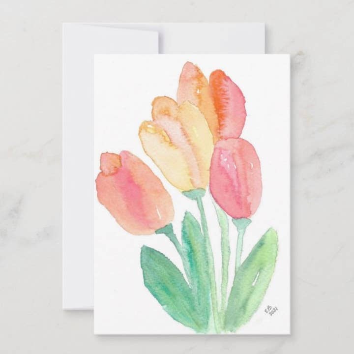 Watercolor Tulips Card Set for wholesale by Ethel B Designs
