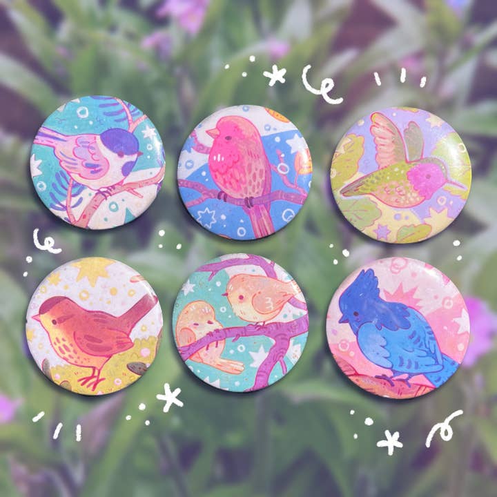 Local Backyard Bird 2.25" Pinback Buttons for wholesale by Rowan Kingsbury