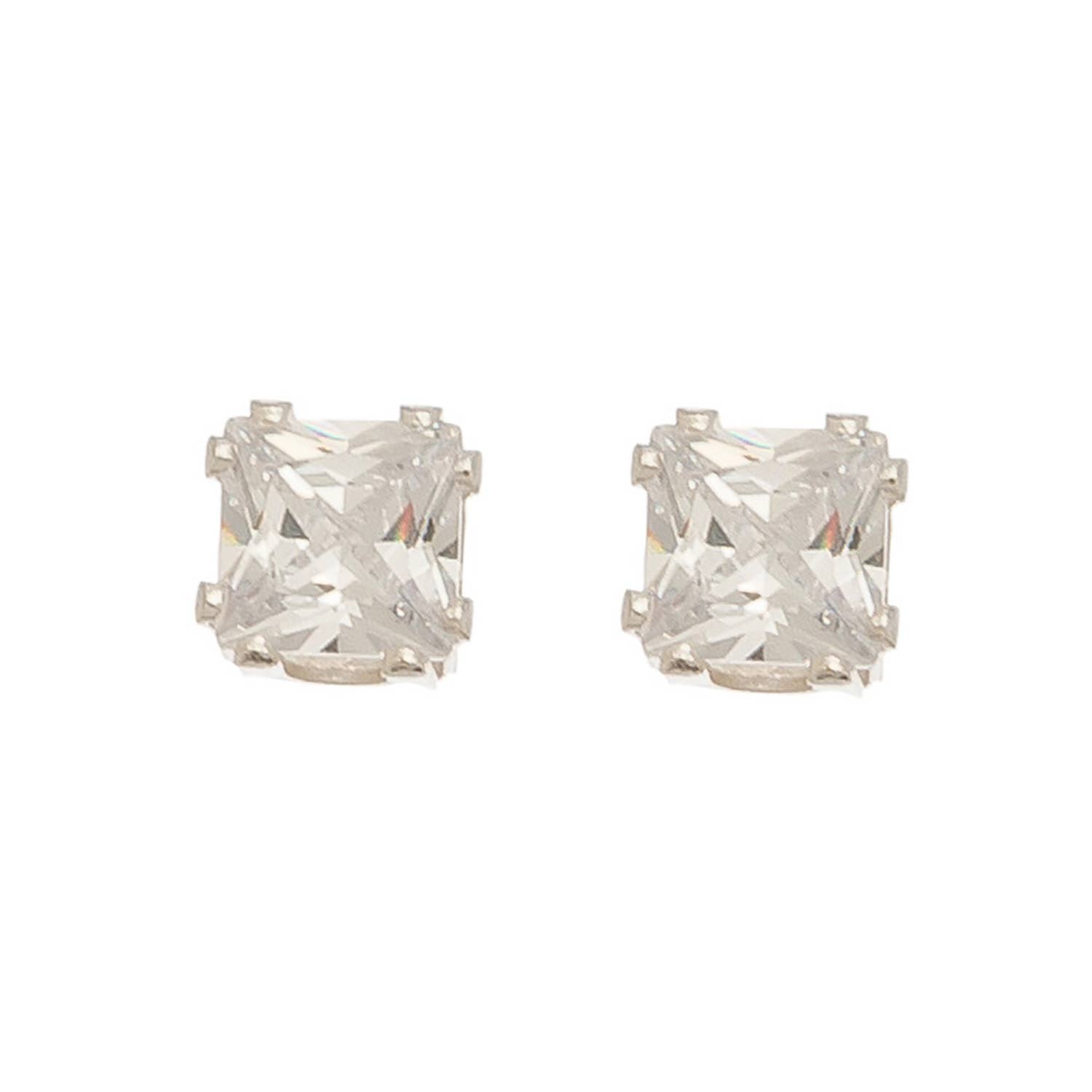 Howard's - Wholesale Stud/Post Earrings - 6mm Large Square Cubic Zirconia Ear Sense Stud Earrings4