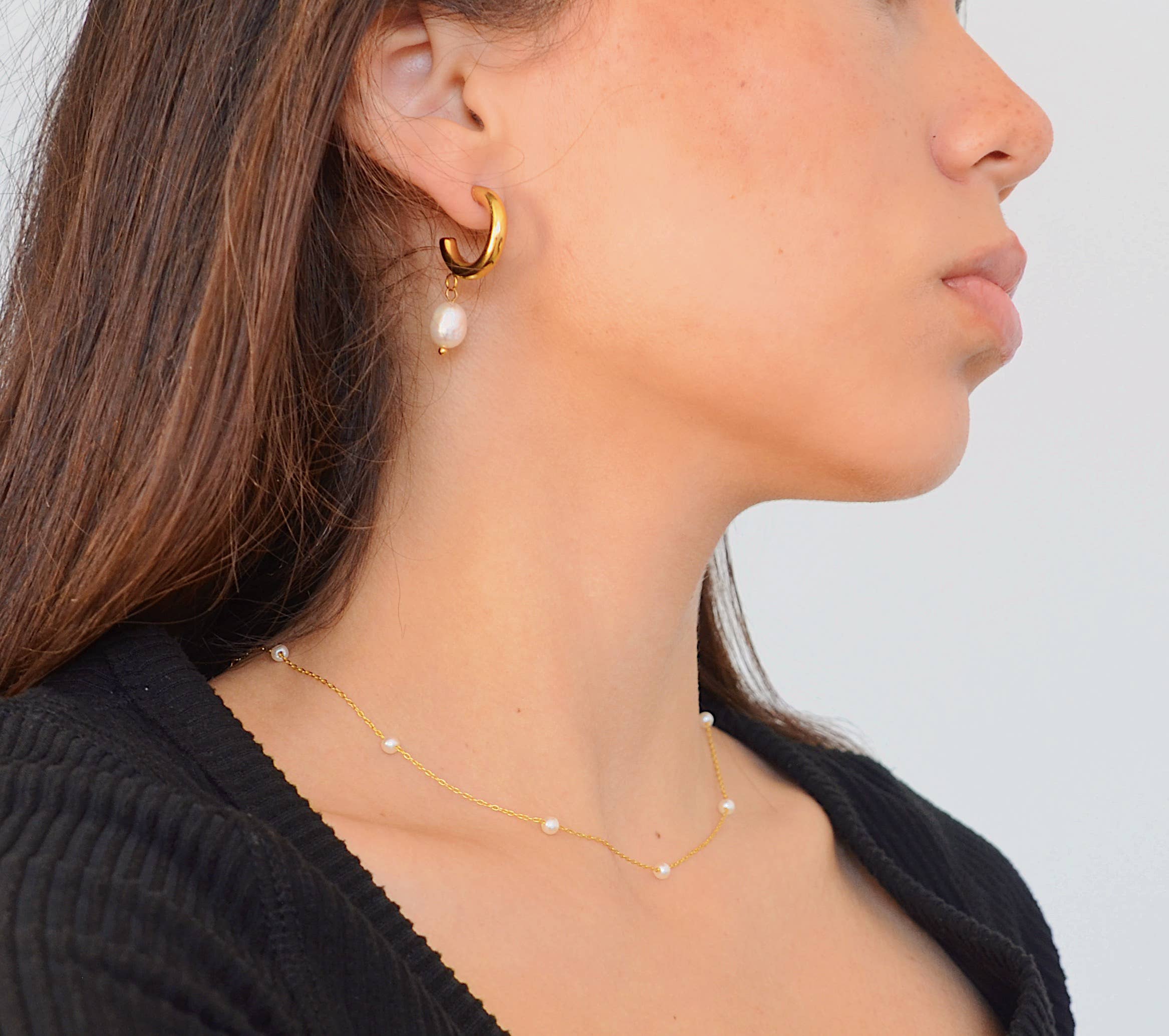 AzzaikJewelry - Wholesale Link & Chain Necklace - Minimalistic Pearl Chain Necklace2