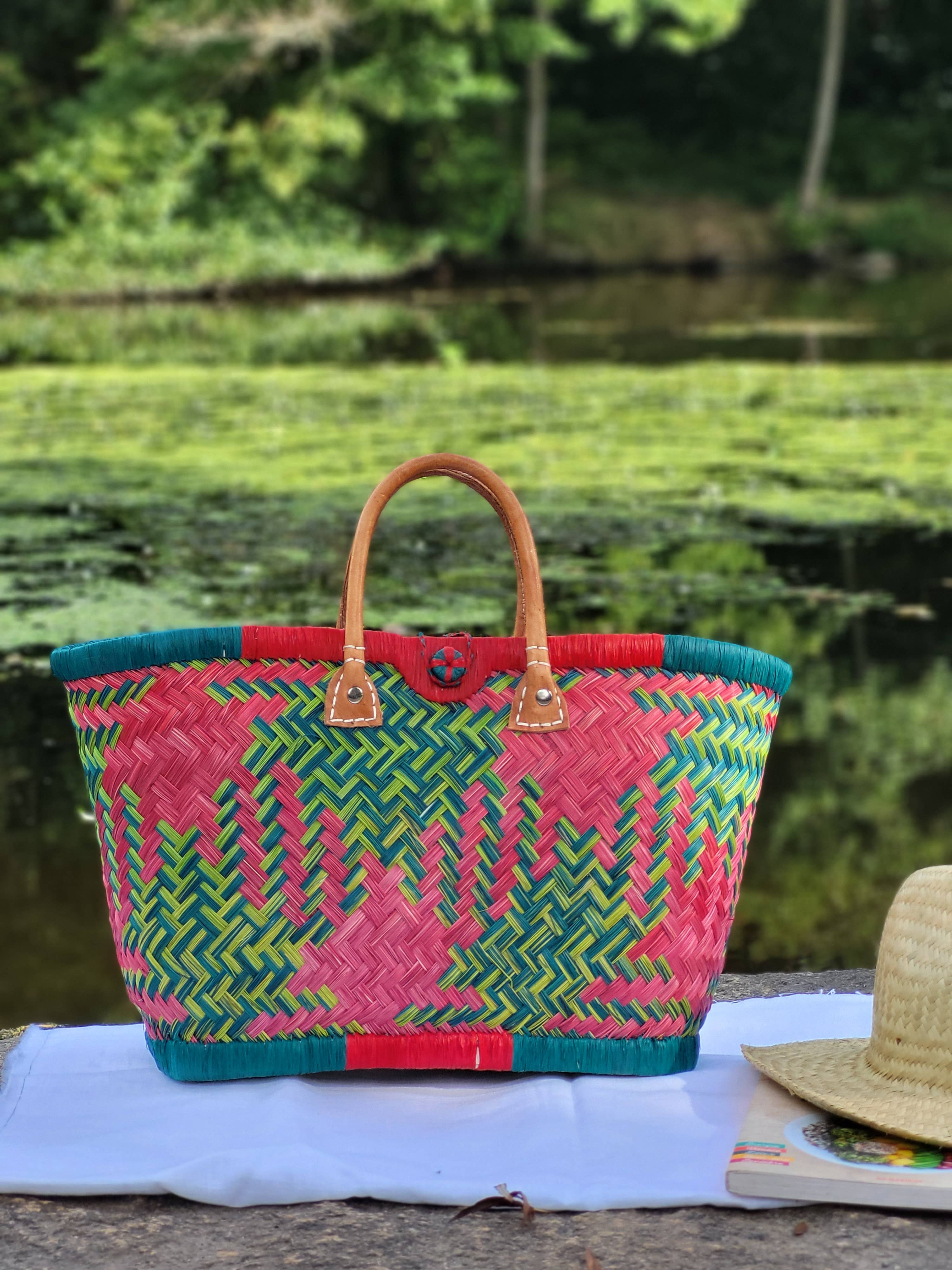 Nature et Fibre - Vente Sac de plage - Paniers artisanaux colorés en fibres naturelles17