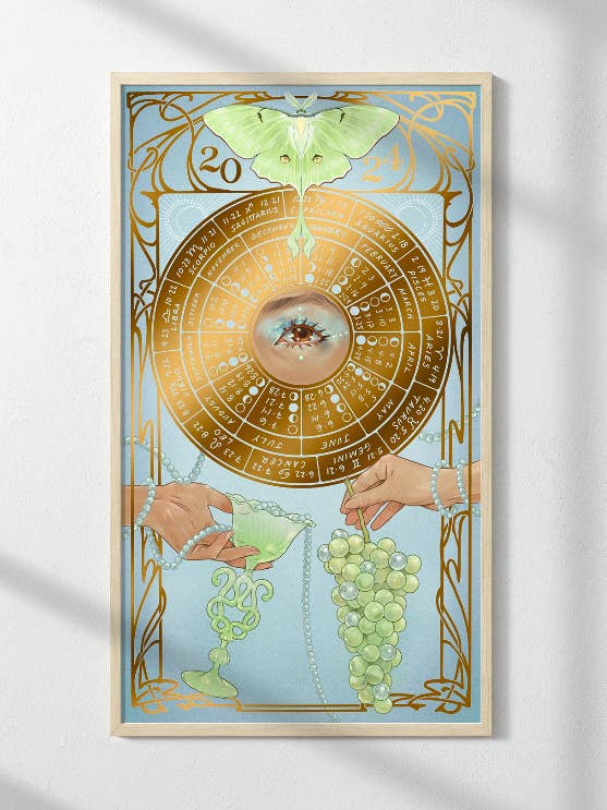 2024 Lunar Calendar - gold foil artist poster prints for wholesale by Runners of the Sun