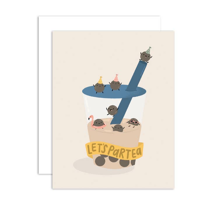 peach & paperie - Wholesale Birthday Card - Let's Partea - Birthday Boba Greeting Card