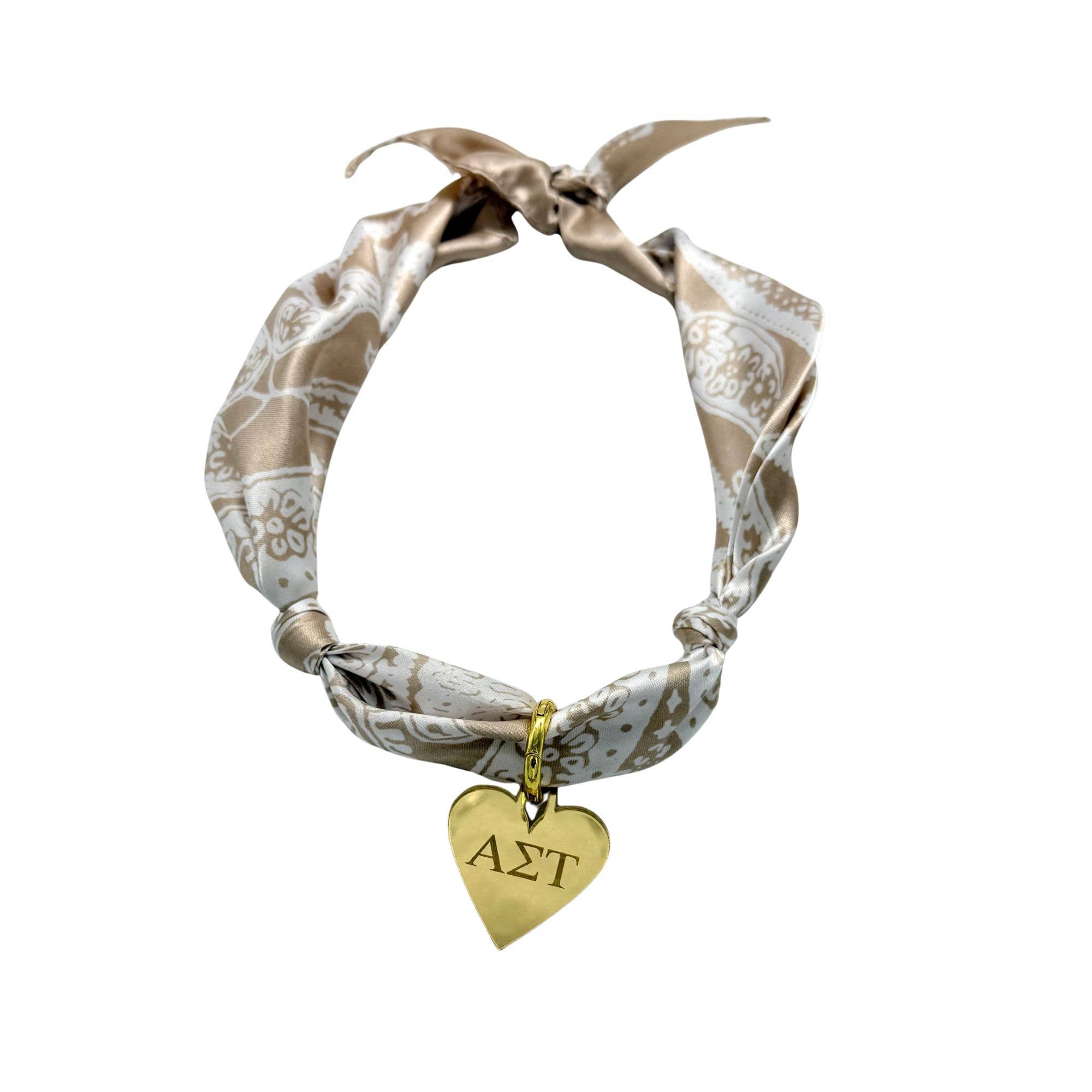 Sarahndipity Shop - Wholesale Scarf - Women's - Sorority Scarf with Engraved Greek Letter Gold Heart Charm5