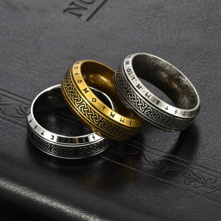Perimade & Co. LLC - Wholesale Band/Stacked Ring - Celtic Knot Viking Rune Wedding Band Ring in Stainless Steel
