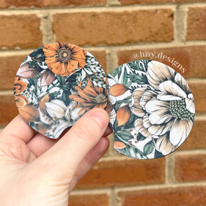 Honey Designs - Wholesale Car Coaster - Women's - Neutral Floral Car Coaster Set