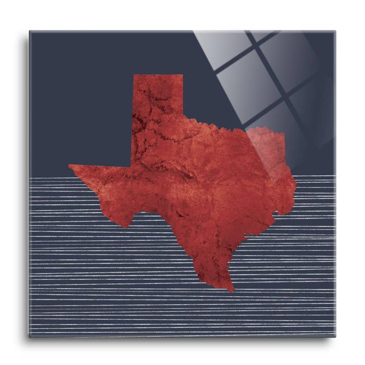 Modern Minimalist Texas Straight Lin|12x12 Glass Plaque for wholesale by Love Local