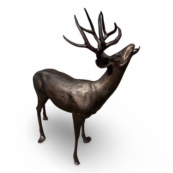 Deer Buck Calling Garden Statue Bronze Color Recycled Alumi for wholesale by Sanyork Fair Trade