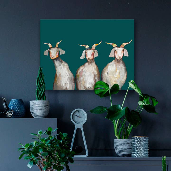 Trio of Goats Canvas Wall Art for wholesale by GreenBox Art