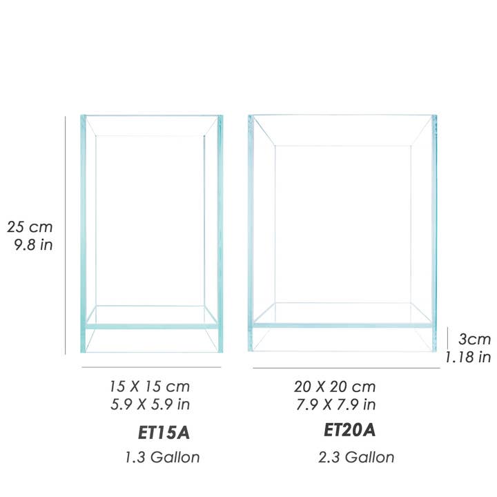 HIRO AQUATICS - Wholesale Terrarium - 1.3/2.3 GAL Nano Rimless Aquarium Terrarium w/ lids options2