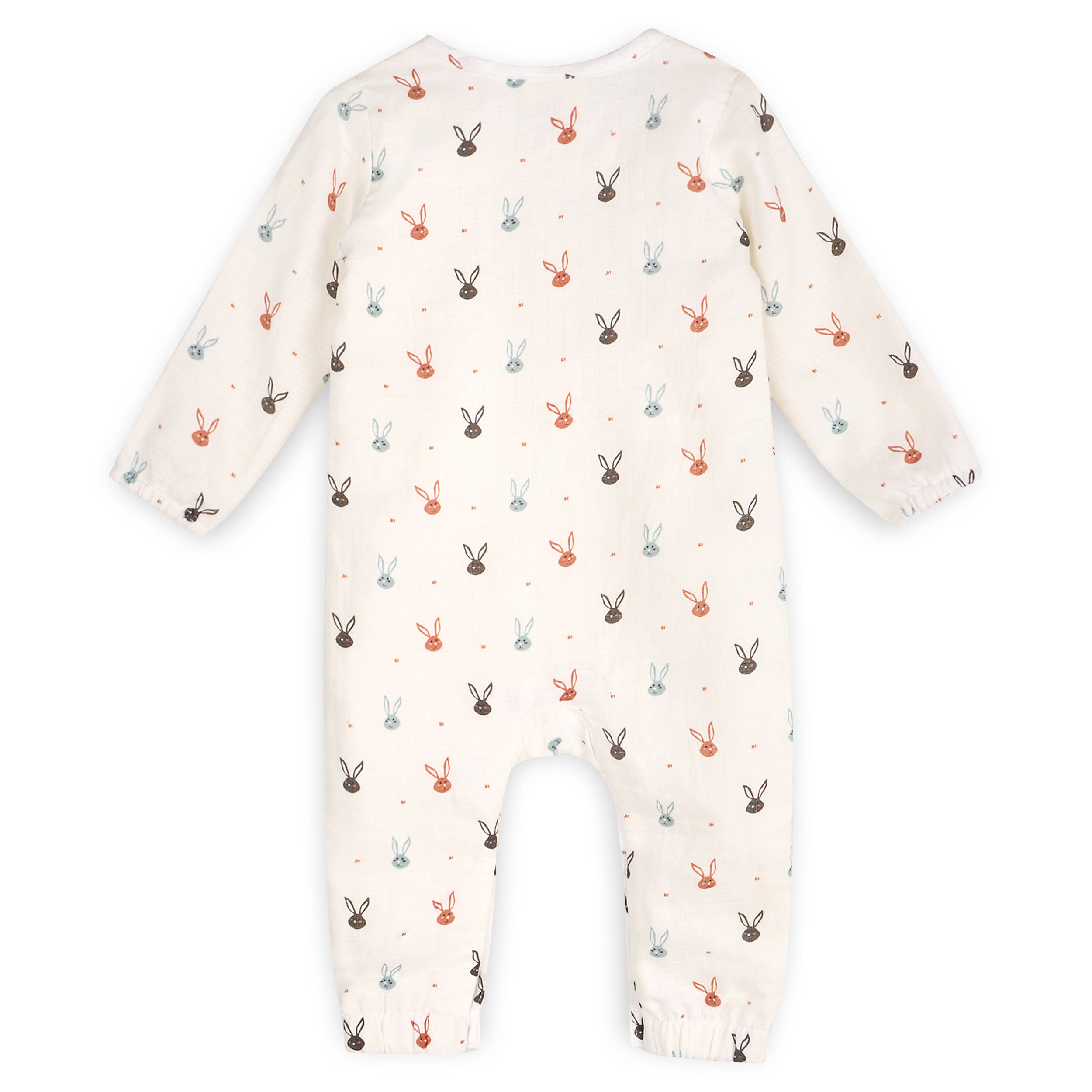 WEISS Viverano Organics Baby-Overall mit langen Ärmeln und Mini-Hasenmuster (Bio-Musselin) für den Großhandel auf Faire1