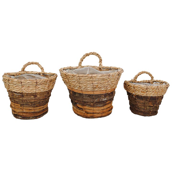 Will's Company - Wholesale Wall Planter - Woven Wicker or Bark Wall Basket Planter - Set of 31