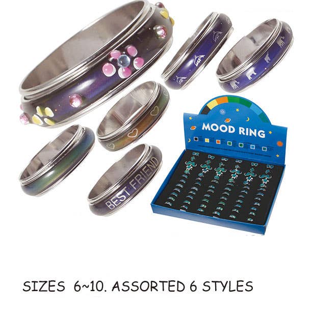 Puka Creations - Wholesale Band/Stacked Ring - Spinner 72 Mood Rings (MM)