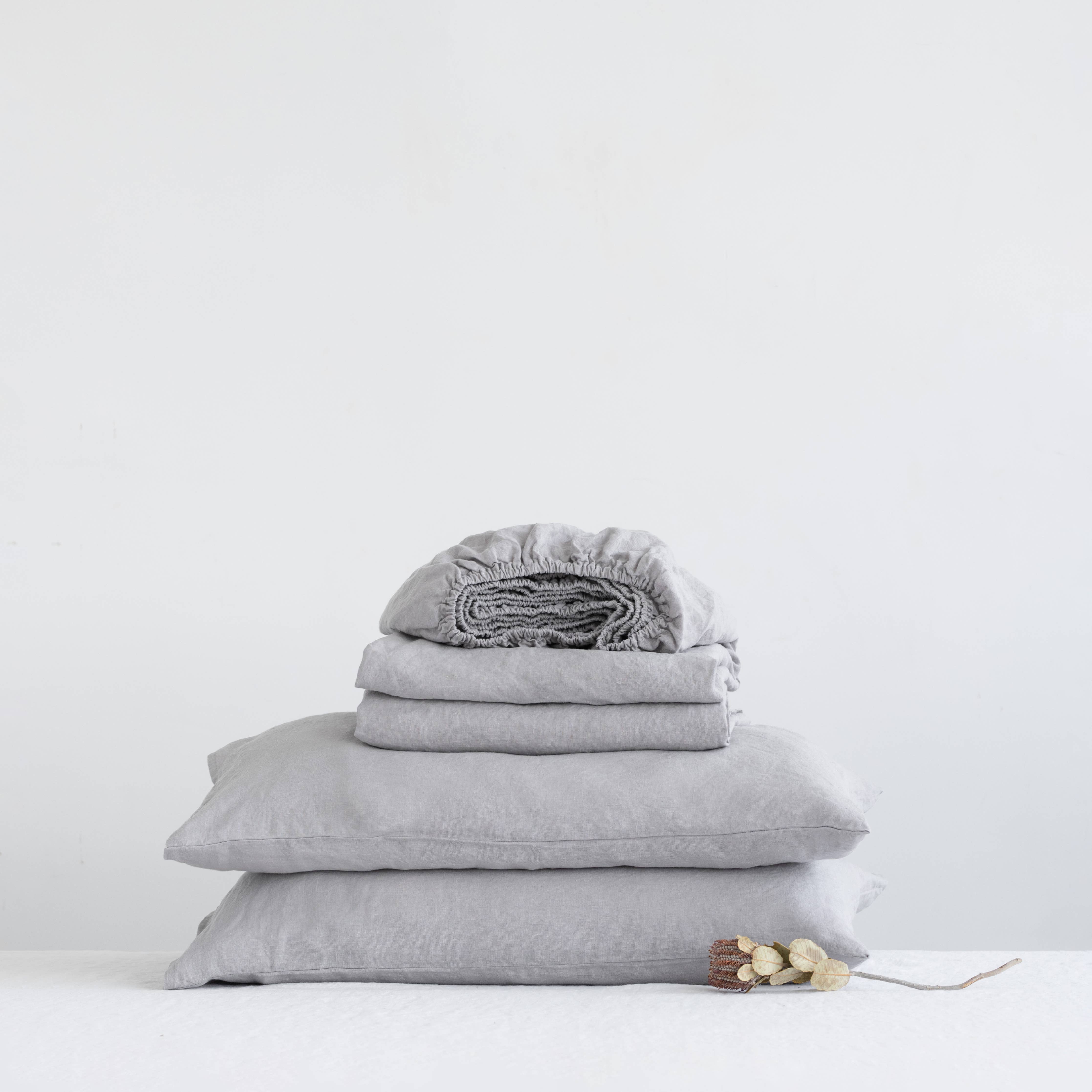 Linen Tales (We cover U.S. import duties) - Wholesale Sheet Set - Light Grey Linen Sheet Set1