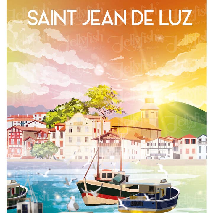Affiche de ville SAINT JEAN DE LUZ pour la vente par jellyfish-travelposter