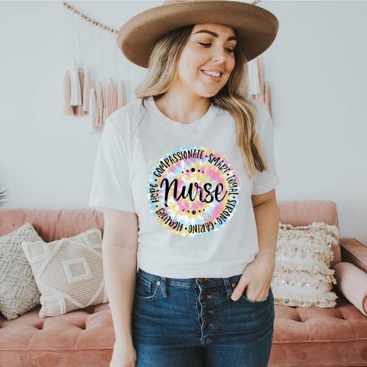 Nurse Tye Dye Graphic Tee for wholesale by Swank Clothing Co