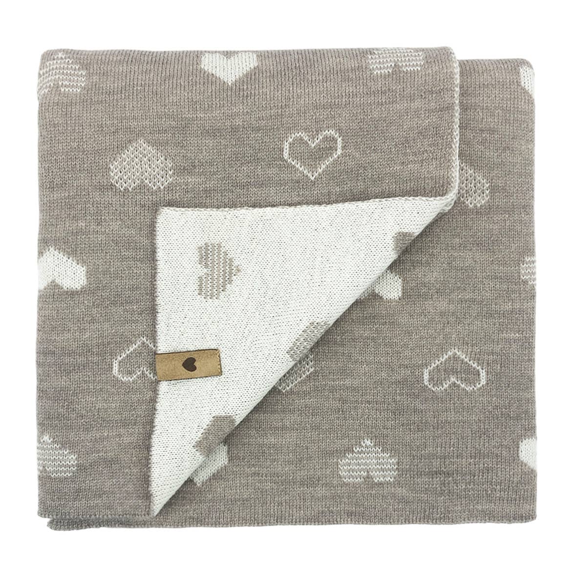 ALIAP - Wholesale Bedding Blanket - Kids & Baby - 100% Merino Wool Blanket Jacquard Heart Knit 5018W0