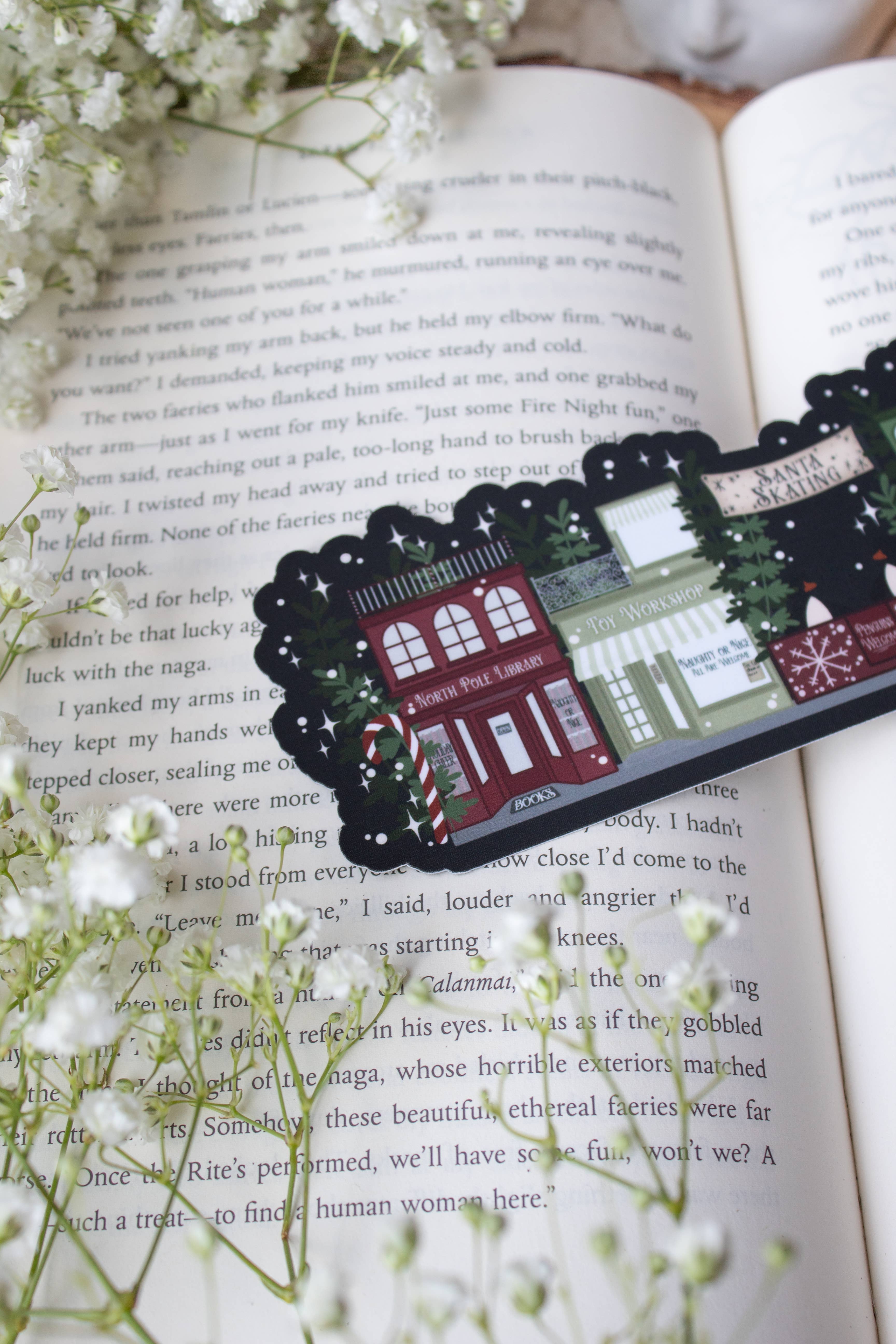 Meaggie Moos - Wholesale Bookmark - Christmas Village Street Die-Cut Bookmark1
