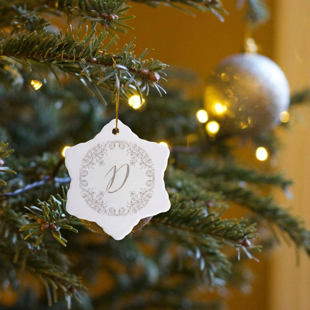 3dRose - Wholesale Ornament - 3dRose, Letter D Personal Luxury Vintage Glitter Monogram-Personalized Initial, Ornament6