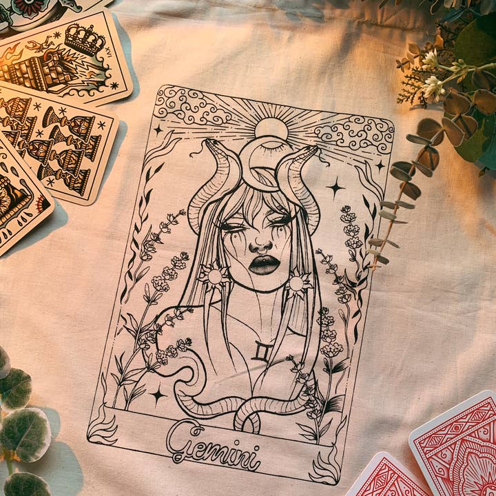 Ruby Rose Designs – Engroshandel Tote bag - Dame – Zodiac goddess tarotkort-taske fra Ruby Rose Designs12