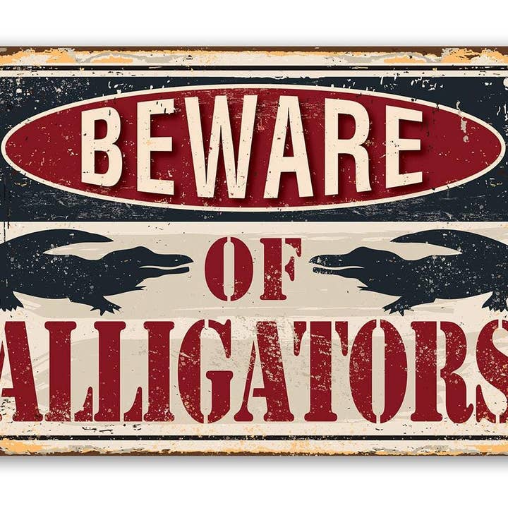 Lone Star Art Metal Signs - Wholesale Sign - Beware of Alligators - Metal Sign