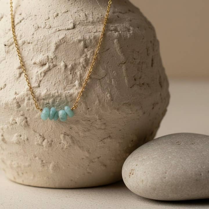 GROENE ZEEFRAGMENTEN - Ketting met amazonietchips voor wholesale door OE!