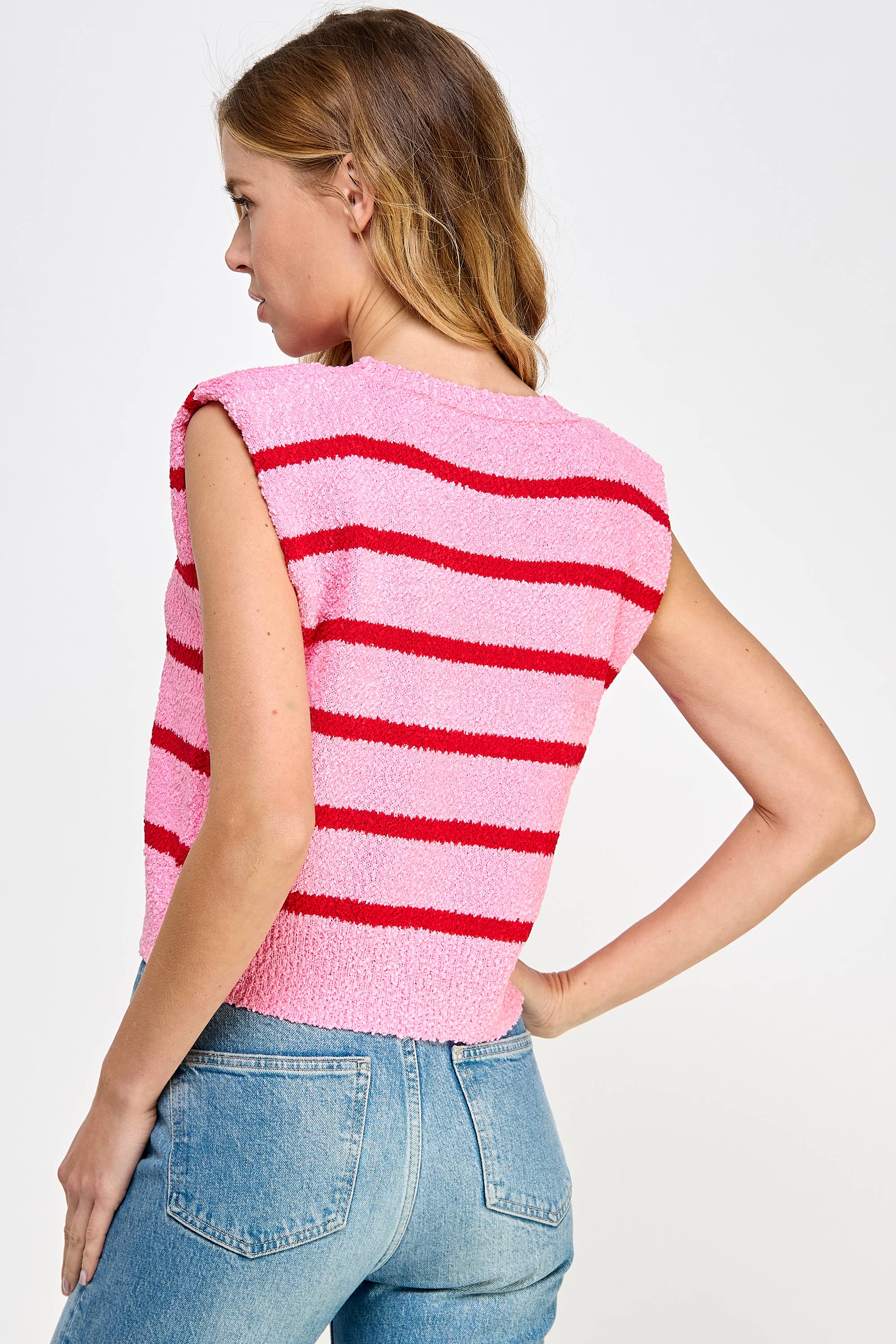 Strut & Bolt - Wholesale Tank Top - Women's - Shoulder Pad Sleeveless Textured Striped Knit Top18