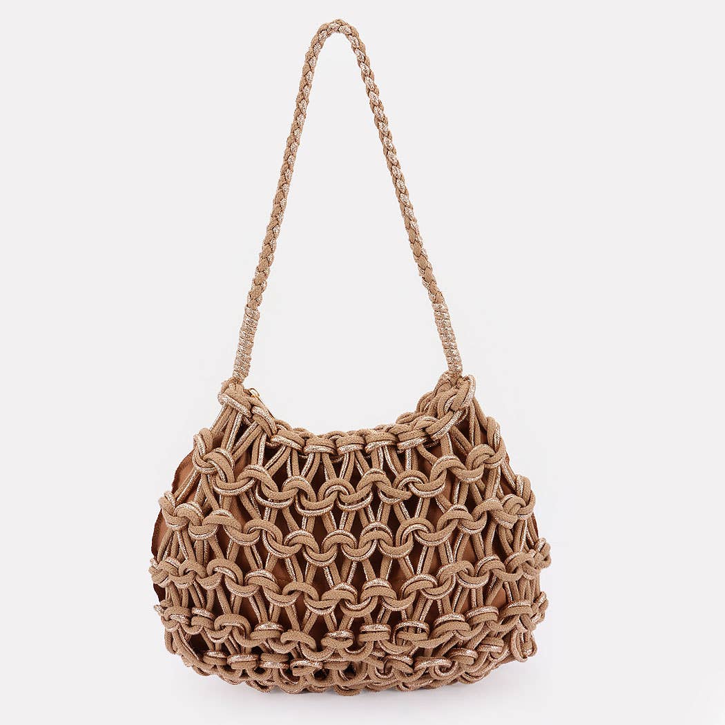 3AM BY H&D ACCESSORIES - Wholesale Strandtas - Handgemaakte Metalen en Katoenen Gevlochten Tas2