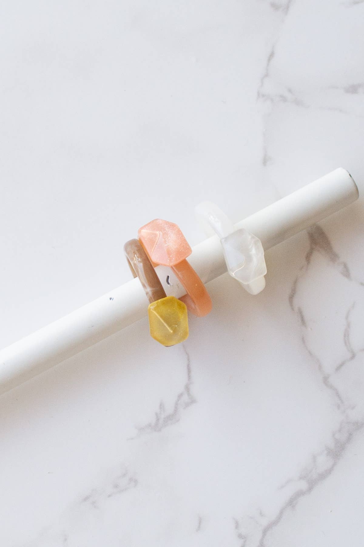 Tiepology - Wholesale Jewelry Set - Ugly Gem Hexagon Formica Ring Set4