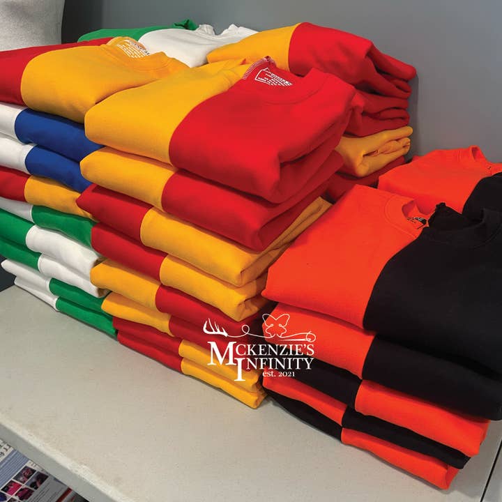 Custom Split Colored, Two-Toned, Crewneck for wholesale by McKenzie’s Infinity LLC