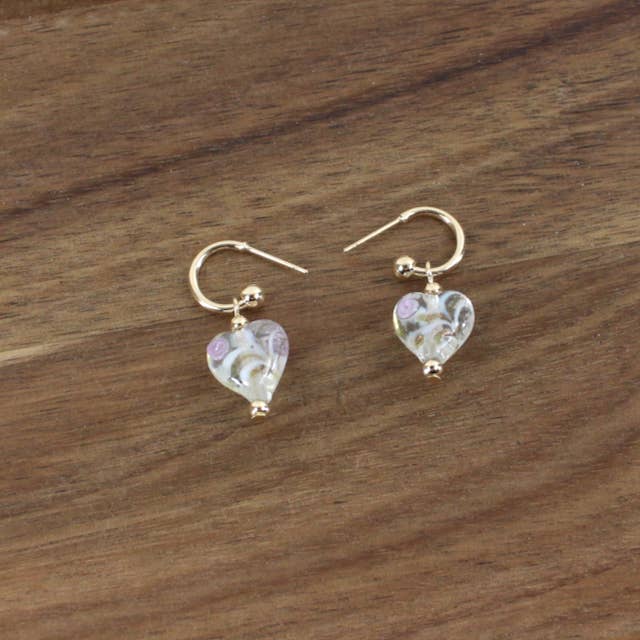 E25222 Patterned Transparent Heart Charm Earrings for wholesale by Pretty Persuasions