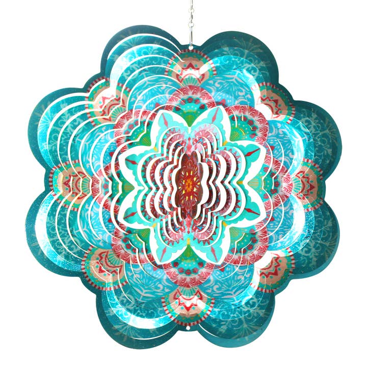 Turquoise Snowflake Wind Spinner for wholesale by Beauty and the Wind